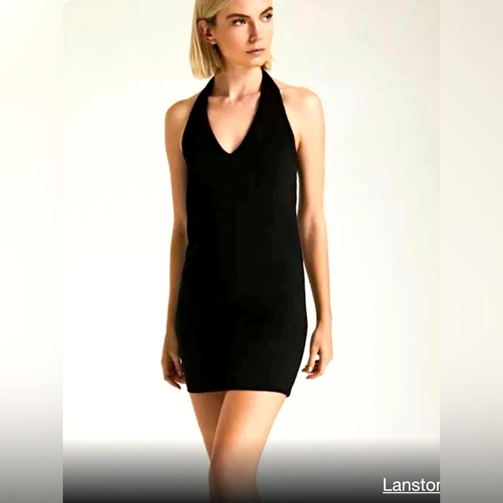 Lanston Black Halter Mini Dress